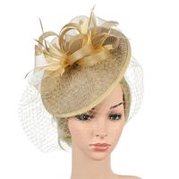 Wholesale Stingy Brim Hats pc Hat Hair Clip Headband Clips For Female Fascinator Accessory Royal Ascot Race Top Flower Feather Ladies Party