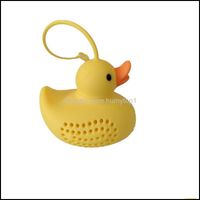 Wholesale Coffee Tools Drinkware Kitchen Dining Bar Home Gardenlittle Duck Sile Tea Infuser Strainers Filter Yellow Blue Red Color Random Transmiss