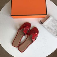 Wholesale Best Quality Paris Sliders Womens Summer Beach Slippers Ladies Flip Flops Loafers Red Orange Slides Women Indoor Outdoor Chaussures Shoes Wi