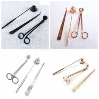 Wholesale 3pcs set Stainless Steel Candle Scissors Elbow Metal Candles Extinguisher Aromatherapy Wick Trimmer Household Hand Tools RRA4387