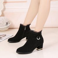 Wholesale Boots Fashion Round Toe Ankle Women Pumps Square Heel Keep Warm Knight Winter High Shoes Zapatillas Mujer