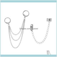Wholesale Jewelryjewelry Korean Hip Hop Titanium Steel Chain Threader Cuff Earrings Unisex Stud Drop Delivery Kv2E6