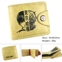 Wholesale Tokyo Ghoul Anime Short Folding Snap Button Wallet Embossed Leather Mens and Womens Wallets Purse G1108
