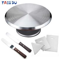 Wholesale Baking Pastry Tools set Turntable Cake Decoration Accessories Set Rotating Stand Metal Stainless Steel Spatula Scraper