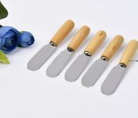 Wholesale NEWCheese Tools Knife Stainless Steel Butter Knife With Wooden Handle Spatula Wood Butter Cheese Dessert Jam Spreader Breakfast Tool RRA1087