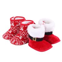 Wholesale First Walkers Baby Christmas Boots Lovely Snowflake Santa Design Winter Warm Slippers Anti Slip Infant Born Booties Foot Socks