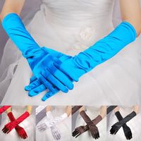 Wholesale Five Fingers Gloves Women s Evening Party Formal Solid Color Satin Long Finger Mittens For Events Activities Red White Bridal Wedding