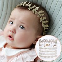 Wholesale Baby lace headbands flower leaf heart types hairbands Kids Children cute gold headdress headwear hair accessories for toddler KHA387