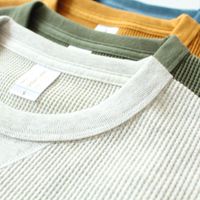 Wholesale Men s Sweaters g Heavy Jumper American Retro Khaki Waffle Knit Jersey Cotton Neckline Long sleeved Sweatshirt Men Slim Fit Sweater