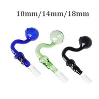 Wholesale Hookahs Glass oil burner pipe thick mm mm mm Male Female pyrex colorful skull shape curve water pipe glass oil bowl for smoking bongs