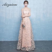 Wholesale Ethnic Clothing Mesh Embroidery Chinese Traditional Wedding Dress Lace Cheongsam Summer Women Sexy Flowers Long Champagne Gown Princess A li