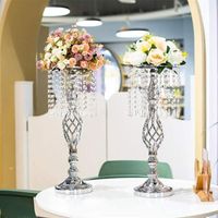 Wholesale Candle Holders Decorative Candlestick Pillar Tall Gold Wedding Table Centerpieces Crystal Qq398