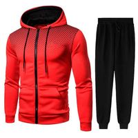 Wholesale Men Gradient Zip Cardigan Suit Tracksuits Spring Autumn Hoodie Jogging Trousers Fitness Casual Clothing Sportswear Set Plus Size Y0831