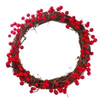 Wholesale Decorative Flowers Wreaths Christmas Simulated Berry Wreath Red Beaded Garland Artificial Ring Decoration Ornament For Thanksgiving Fall W