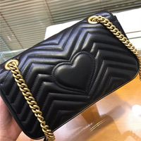 Wholesale Fashion Love heart V Wave Pattern Satchel Shoulder Bag Chain Handbags Crossbody Purse Lady Leather Classic Style high quality with box