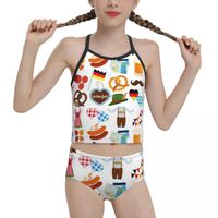 Wholesale Women s Swimwear Patriotic Flag For Children Young Girls Print Set Of Cute Oktoberfest Dirndl Lederhosen Dress Bikini Girl Swimming Suit