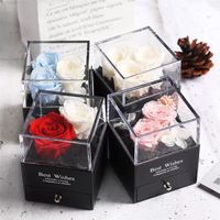 Wholesale 2022 Preserved In Glass Dome Eternal Rose Decoration Red Ecuador Gift Box Can Put Ring Valentines Day Gift Birthday Gifts for Women