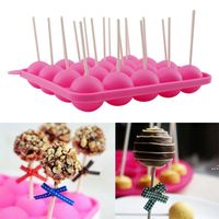 Wholesale 20 Holes Round Lollipop Silicone Mould Baking Spherical Chocolate Cookie Candy Maker Pop Mold Stick Tray Cake Moulds DHF11813