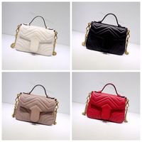 Wholesale Ladies Totes Shoulder Bags Classic Fashion Single Handle Marmont Flap Handbag Cross body cm Soft Suede Quilted V shaped Design Mini bag G15