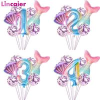 Wholesale mermaid birthday balloons baby princess girl kids st under the sea decorations party theme supplies