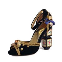 Wholesale 2021 Top Luxurys Designers Womens Sandals High Heels cm Classics Printed Round Toe Summer High Fashion Party Sandal Plus Size Ladies Shoes Sz US