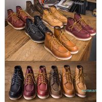 Wholesale Mens Boots Spring Red Ankle Boots Man Wing Warm Outdoor Work Cowboy Motorcycle Heel Male