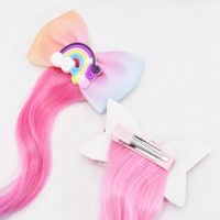 Wholesale Hair Clips Barrettes Fashion Rainbow Bowknot Multicolor Wig Hairpin For Little Girl Street Reality Show Color Long Sticker Accessories