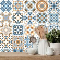Wholesale Peel and Stick Tile Backsplash Stair Riser Decals DIY Tile Decals Mexican Traditional Small Talavera Waterproof Home Decor Staircase K2