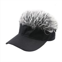 Wholesale Black White Golf Baseball Cap With Fake Flair Hair Sun Visor Fun Halloween Party Toupee Hats Unisex