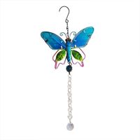 Wholesale Decorative Objects Figurines Crystal Suncatcher Wind Chime Butterfly Stained Glass Window Hangings Pendant Home Decor