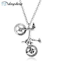 Wholesale dongsheng Bicycle Necklace Silver Color Bike Pendants Necklaces For Men and Women Hot Fashion Jewelry Hippie Rock Gift