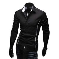 Wholesale Men s Luxury Stylish Casual Designer Edge Piping Long Sleeve Dress Shirt Muscle Fit Shirts Color