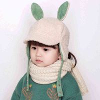 Wholesale Ball Caps Children s ear protection autumn winter lamb wool cap boys and girls lovely rabbit ears warm baby hat