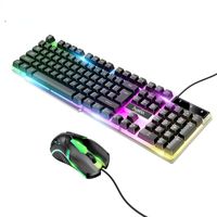 Wholesale Keyboards Luminous Gaming Keyboard And Mouse Set English LED Three color Bright Light Russian Guide Film