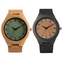Wholesale Wristwatches Bamboo Wood Watch Men Quartz Man Clock Simple Casual Leather Strap Men s Natural Wooden Timepiece