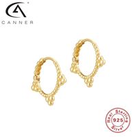 Wholesale CANNER Earrings For Women Simple Three Ball Dot Real Sterling Silver Earrings Hoops Korean Fine Jewelry Pendientes
