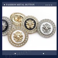 Wholesale Lion Head Design Sewing notions Rhinestone buttons Clothing Women DIY Accessories for Coat Vintage Metal Button