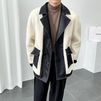 Wholesale Men s Jackets Complete Elegant Man Lamb Wool Coats Leather Collar Plush Fur For Men Style White Stylish Mens Clothing Fashionable