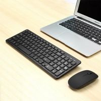 Wholesale Mice Simple Ultra Slim Black Mini Wireless Keyboard And Mouse Combo Kit For PC Desktop Loptop Classic Office Set