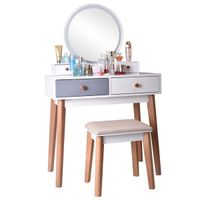 Wholesale Bedroom Furniture modern nordic girl dressers LED white Light Dressing Table With Mirror And Stool