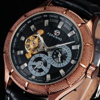 Wholesale Top Watches Men Mechanical Watch Screw Thread Case Leather Band Steampunk Automatic Tourbillon Wristwatch Wristwatches