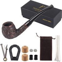 Discount small wood pipes Smoking Pipes 1set Small Briar Pipe For 3mm Filters Portable Pocket Wood