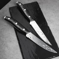 Wholesale Professional Steak Knife Kitchen Knives Set Stainless Steel Kitchen Knives Black Handle Dinner Knife Cutter