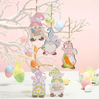 Wholesale Party Supplies Easter Bunny Wooden Gnome Hanging Ornaments Holiday Decorations with Strings Home Styles RRB13438