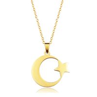 Wholesale Pendant Necklaces FIREBROS Stainless Steel Crescent Moon Star Necklace Men Women Spiritual Islamic Muslim Turkish Religious Jewelry