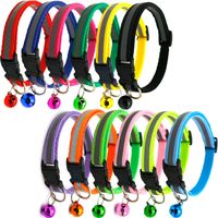 Wholesale Reflective Charm and Bell Cat Collar Safety Elastic Adjustable with Soft Velvet Material colors pet Product small dog collar