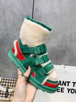 Wholesale 2021 luxury Designer women boots winter two wear Velcro wool drag cotton shoes thick soled warm short tube fleece Snow boot sandals