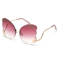 Wholesale Sunglasses Butterfly Women Luxury Fashion Designer Glitter Decoration Glasses High Quality Rimless Party FML