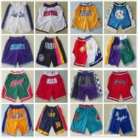 Wholesale All Team Just Don Basketball Shorts Mesh Retro Sport Short Hip Pop Pants With Pocket Zipper Sweatpants Black White Blue Red Green Embroidered Logos Size S XXL