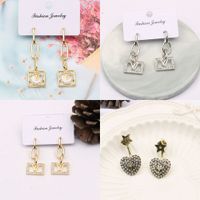 Wholesale 18K Gold Plated Luxury Brand Designers Letters Print Stud Clip Chain Geometric Exaggerate Women Tassel Crystal Rhinestone Pearl Earring Wedding Party Jewerlry